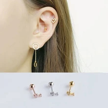 Стерлинговое Серебро 925 пробы, циркониевые серьги в форме ключа, серьги-гвоздики, милые, модные, персональные, для ушей, косточки, для ногтей, женские серебряные серьги, ювелирные изделия