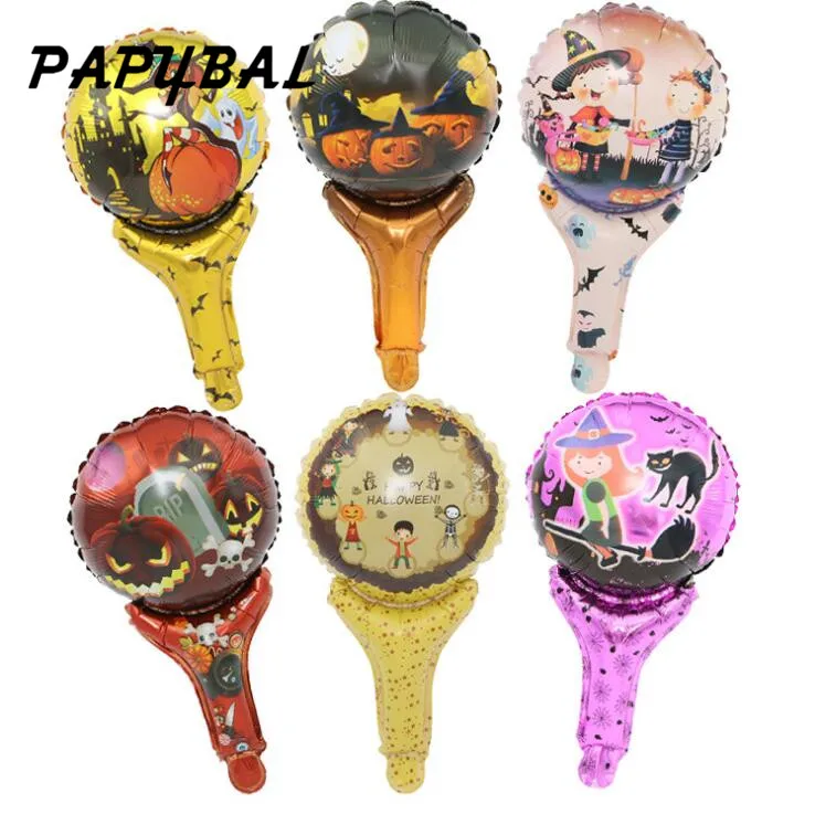 

50pcs Halloween Decorations Hand Foil Balloons Pumpkin Stick Ballons Happy Halloween Birthday Party Supplies Mylar Globos Toys