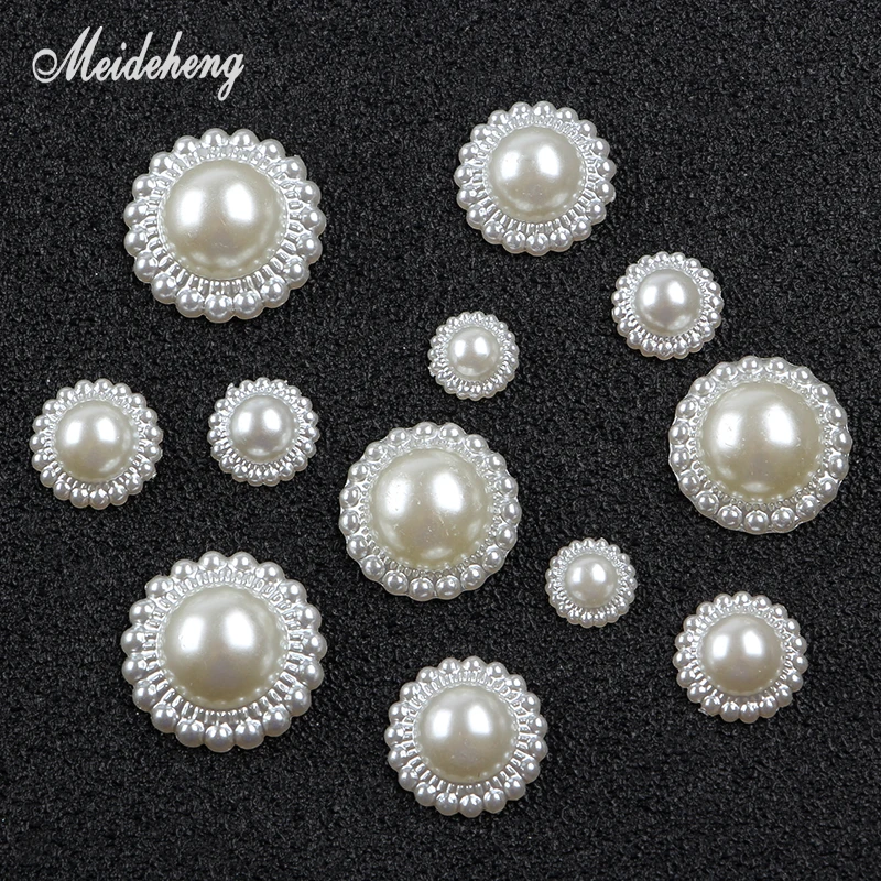 

ABS Half Sphere SunFlower Venetian Pearl Beads for Needlework Wedding Jewelry Accessories Design for Women 9/11/13/16/18/20mm
