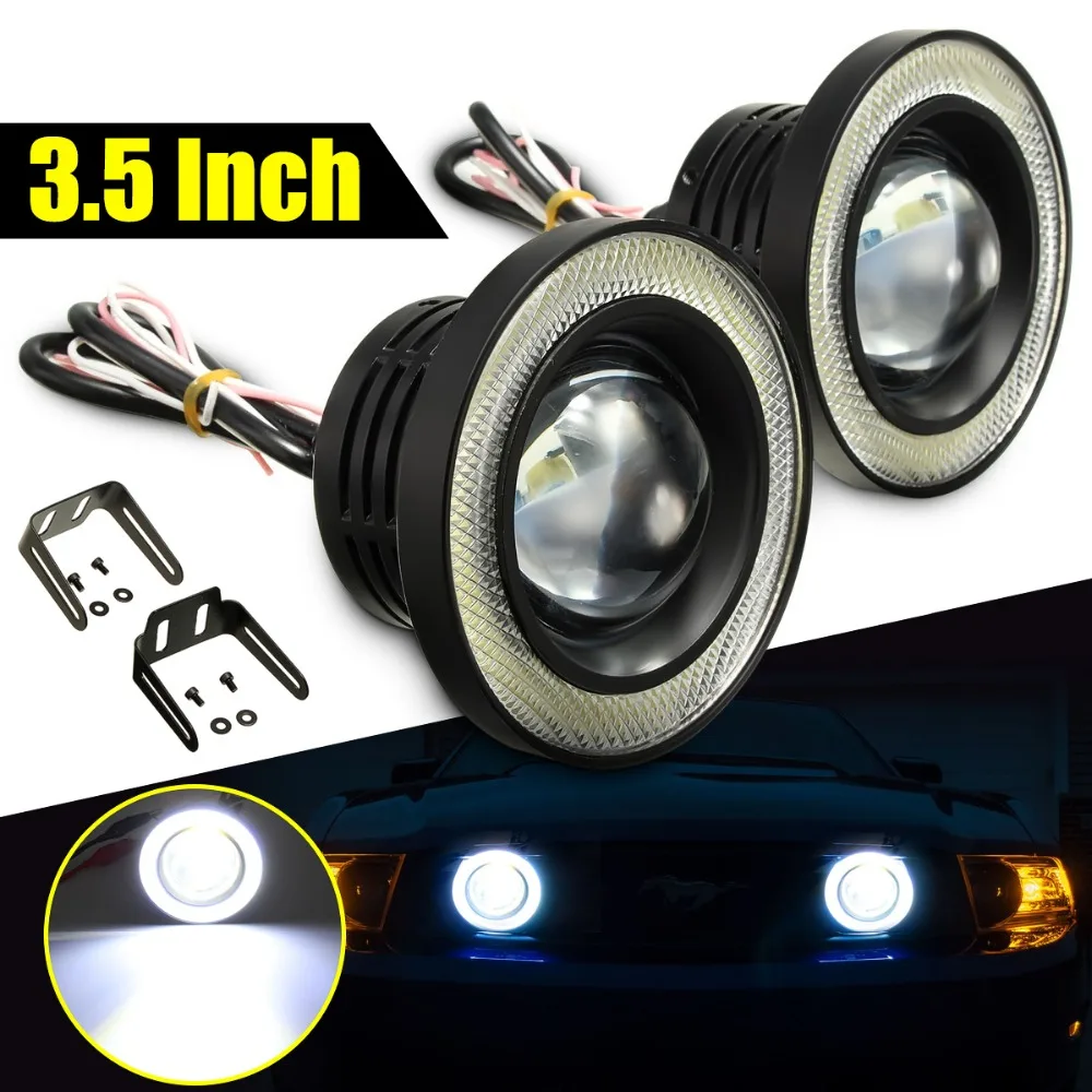 

2x Car COB Led Angel Eyes Fog Light Lens Projector Led Halo Ring White Blue Fog Lamp 12V SUV ATV Off Road Waterproof
