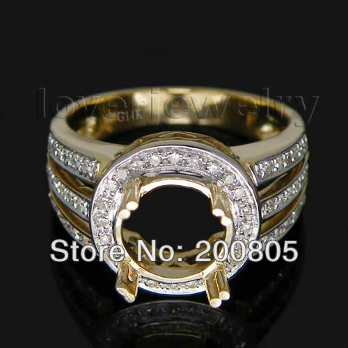 

Vintage Round 8mm 14Kt Yellow Gold Natural Diamond Engagement Ring BAB1417