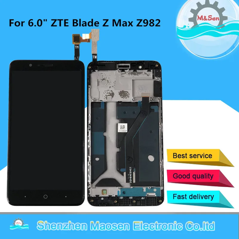 

Original M&Sen For 6.0" ZTE Blade Z Max Z982 LCD Display Screen With Frame+Touch Screen Panel Digitizer For Zte Z982 Display