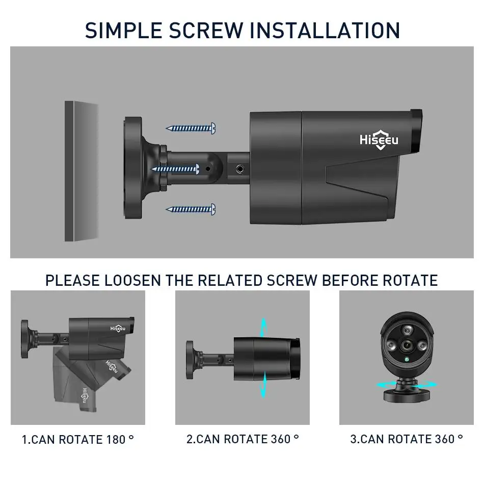 Hiseeu Wireless NVR 1080P HD Outdoor Home Security Camera System 4CH CCTV Video Surveillance NVR Kit 960P Wifi Camera Set black