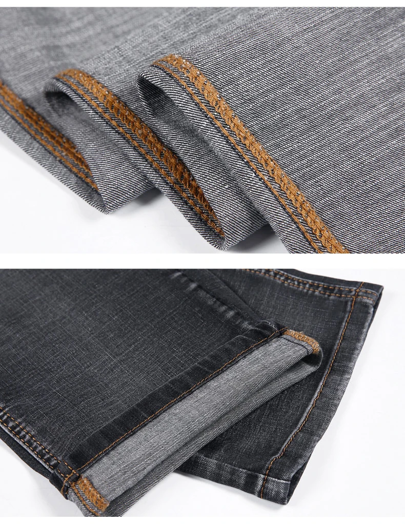Брендовые мужские серые повседневные джинсы, новые модные деловые Стрейчевые прямые джинсовые брюки, мужские брюки, большие размеры 40 42 44