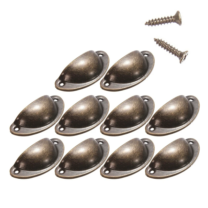 Retro Metal Kitchen Drawer Cabinet Door Handle Furniture Pulls Knobs Hardware Cupboard Antique Iron Shell Pull Handles