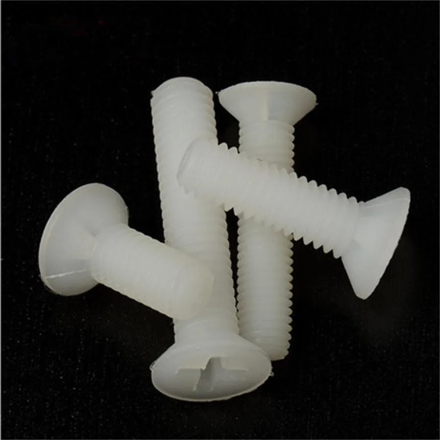 M6*30 countersunk head nylon bolt White Nylon cross head nylon screw,10set/lotin Nut & Bolt