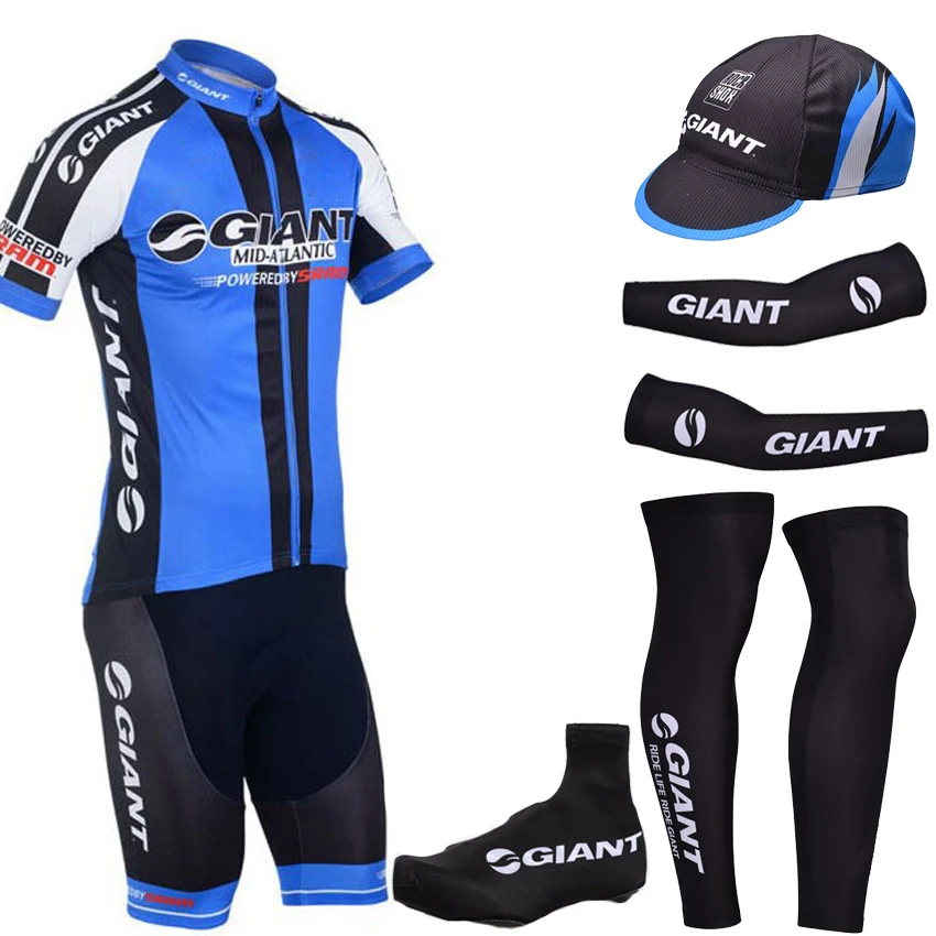 

New 2014 Blue Giant bike jersey cycling set short sleeve cycling suits men racing mtb jerseys with sleeve warmers  6 in 1