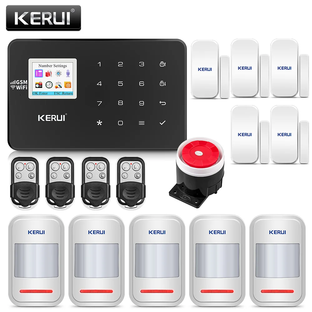 KERUI W18 czarny kolor psychicznego pilot zdalnego sterowania bezprzewodowy Alarm domowy Wifi GSM aplikacji LCD GSM SMS włamywacz System alarmowy KERUI W18 czarny kolor psychicznego pilot zdalnego sterowania bezprzewodowy Alarm domowy Wifi GSM aplikacji LCD GSM SMS włamywacz System alarmowy