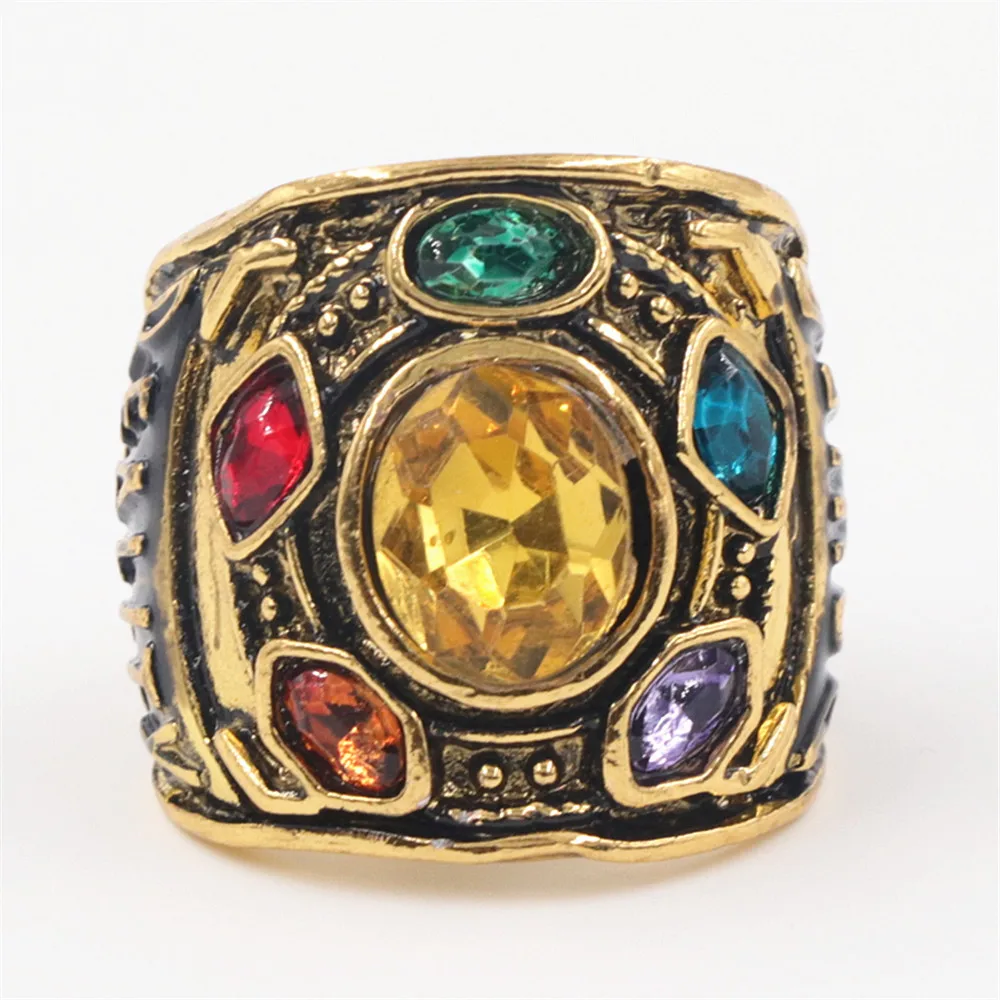 

Punk Marvel's The Avengers Thanos Rings For Men Rhinestone Gold Color Ring Wholesale Jewelry