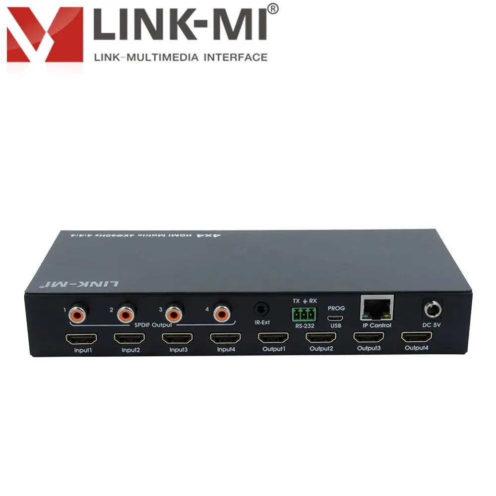 LINK-MI LM-MX09B 4x4 HDMI2.0 Matrix Support 4K@60hz YUV4:4:4 18Gbps HDR 4xHDMI Input 4xHDMI output with 4xSPDIF Audio LINK-MI LM-MX09B 4x4 HDMI2.0 Matrix Support 4K@60hz YUV4:4:4 18Gbps HDR 4xHDMI Input 4xHDMI output with 4xSPDIF Audio