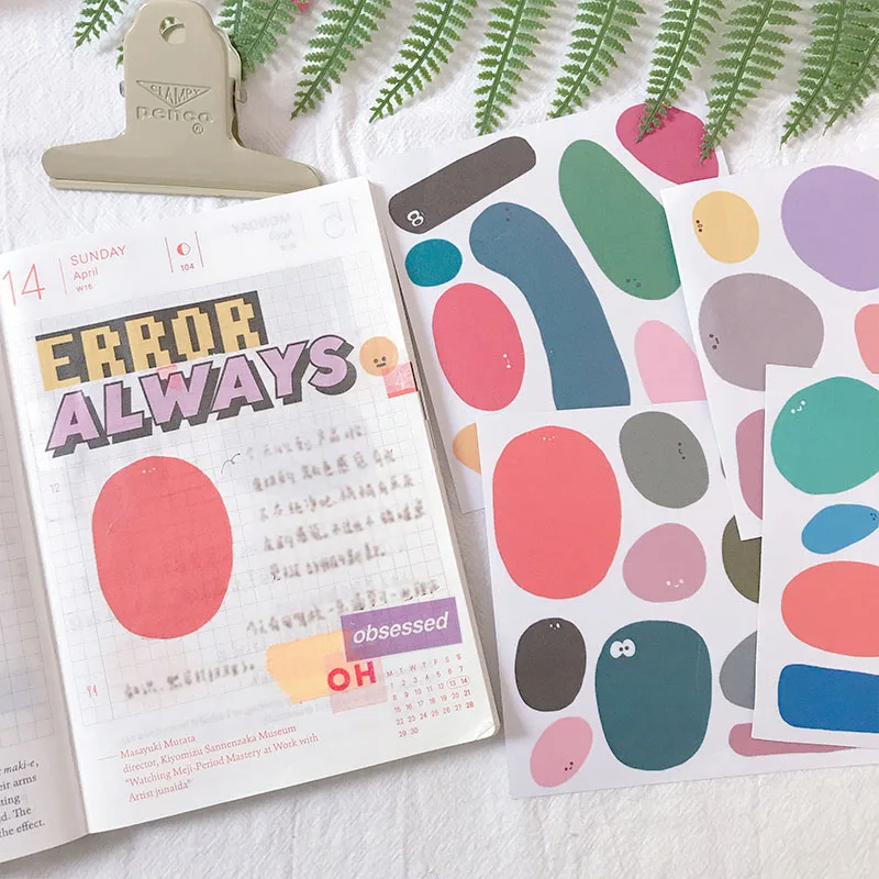 

Lovely Color Block Expression Stickers Junk Journal Diary Planner Stickers Scrapbooking Decorative Sticker DIY Craft Photo Album