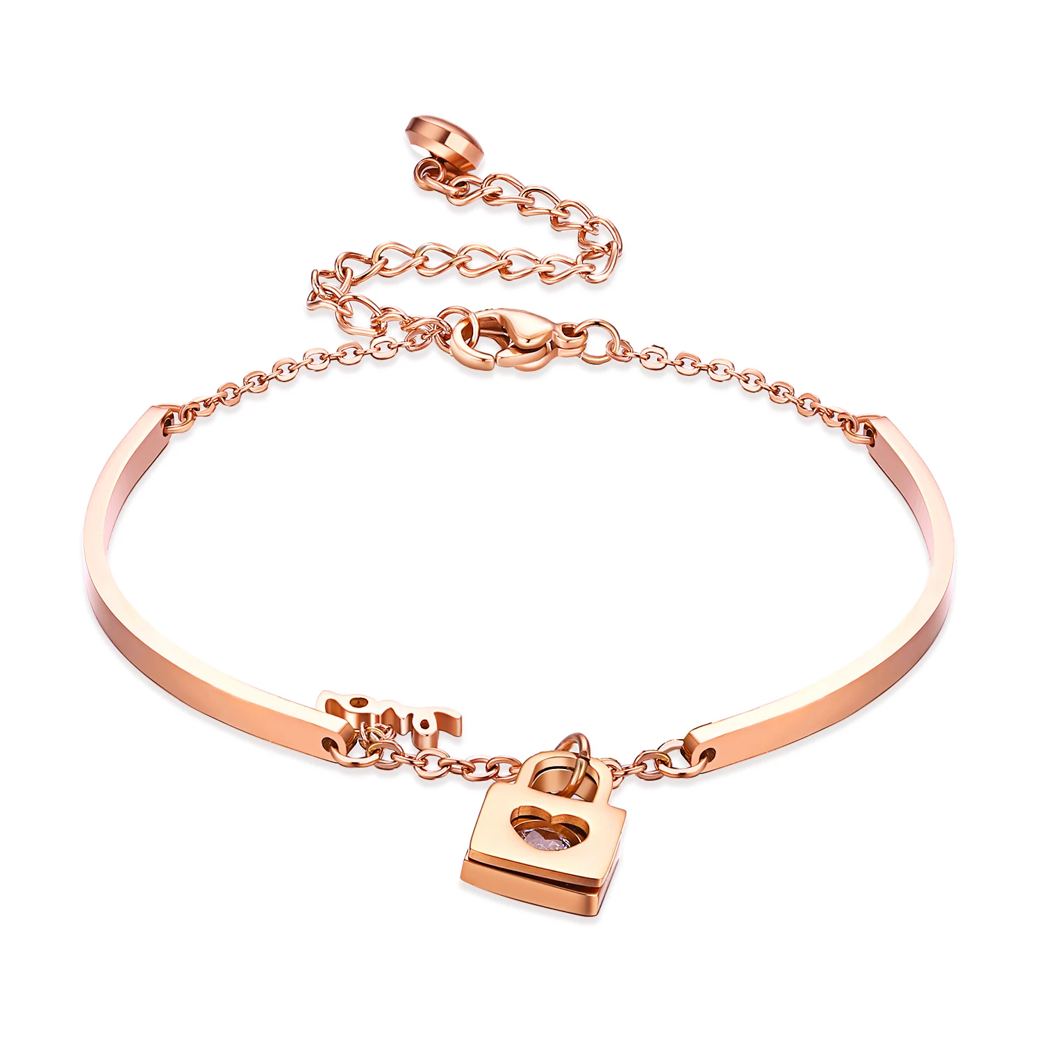 Fate Love High Quality Lock Bracelet & Bangle For Women Rose Gold Color Bracelet Stainless Steel Cute Jewelry Gifts FL912