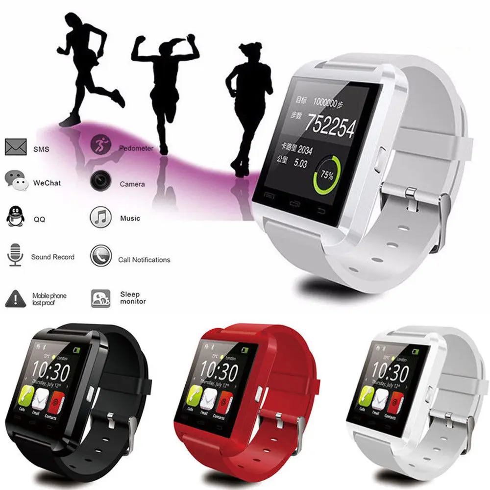 Timethinker U8 Bluetooth Смарт-часы Reloj спортивный шагомер Android наручные часы IOS с сим-картой