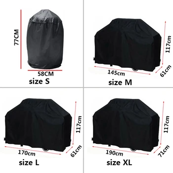 

Black Waterproof BBQ Cover BBQ Accessories Grill Cover Anti Dust Rain Gas Charcoal Electric Barbeque Grill 4 Sizes