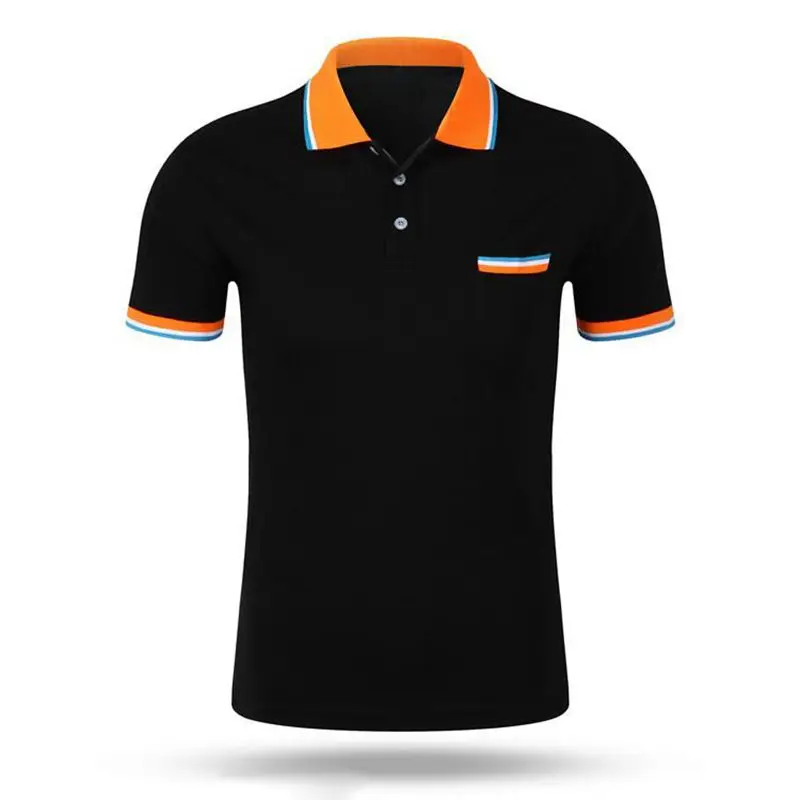 Высококачественные мужские и женские футболки из натурального хлопка с коротким рукавом в стиле пэчворк для мужчин и женщин; спортивная тренировочная футболка для гольфа; большие размеры S-3XL - Цвет: black