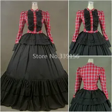 Винтаж модное красное в клетку с готический, викторианской эпохи мяч средневековое платье для реконструкции гражданской войны вечерние платья