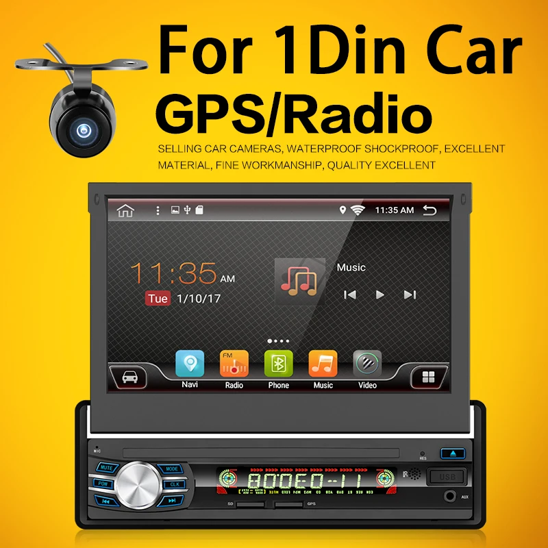 

1 Din Android 6.0 Car DVD GPS Navigation player Radio Music Bluetooth Rear View Camera SD USB For Auto radio 1din gps