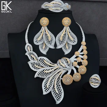

GODKI Luxury Dandelion Flower 4PCS African Jewelry Sets For Women Wedding Cubic Zircon Crystal CZ DUBAI Bridal Jewelry Sets 2018