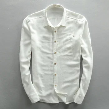 

Mens Shirts Long Sleeve Cotton Linen Casual Dress Shirt Men Solid Slim Fit Business Shirts Male Clothing Camisa Masculina TS-309