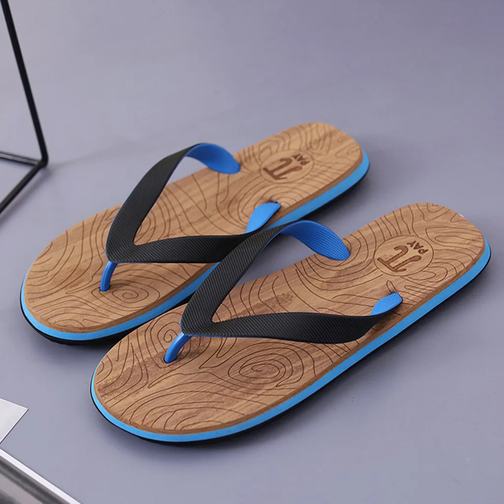 Г., брендовые летние пляжные вьетнамки, мужские шлепанцы Мужские сандалии на плоской подошве уличная резиновая пляжная обувь Apr3 - Цвет: BU