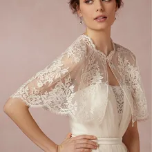 Дешевые без рукавов Кружева Свадебные накидки болеро куртка бесплатно на заказ