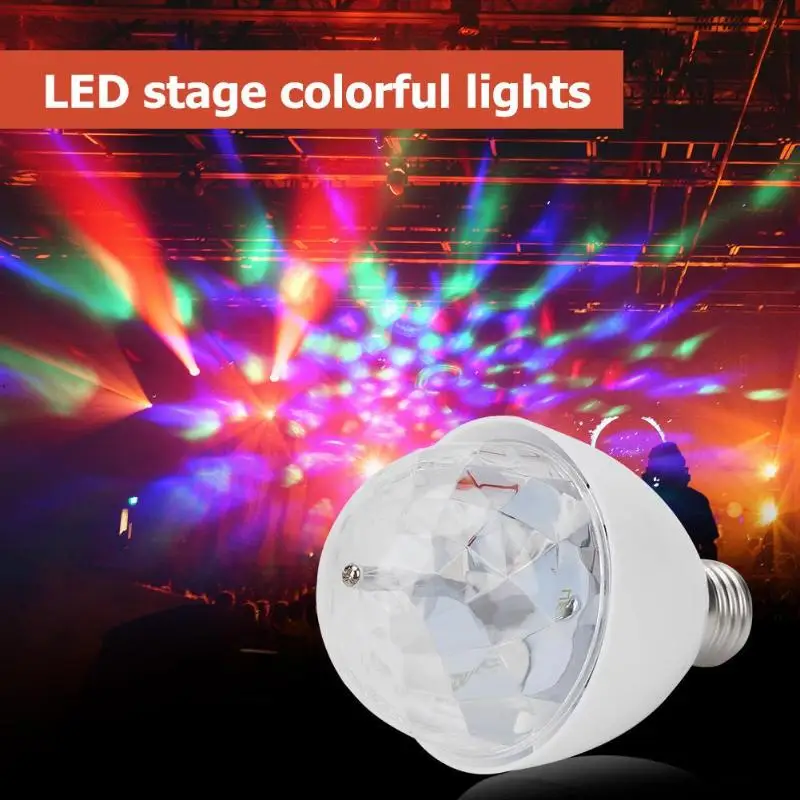 E27 RGB Светодиодная лампа 3 Вт вращающийся хрустальный магический шар для сцены
