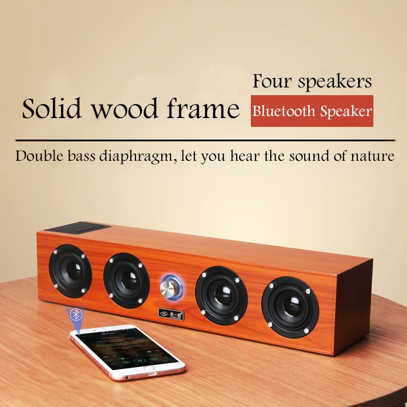 Wooden wireless Bluetooth speaker portable Subwoofer music bluetooth