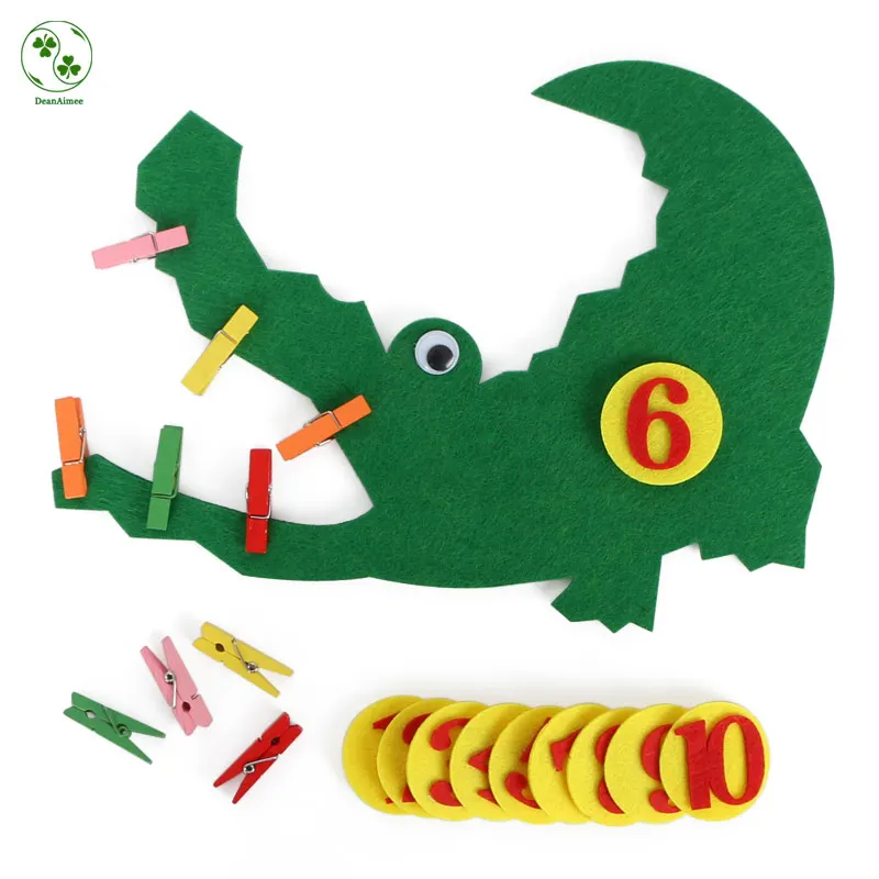 

Handmade Felt Craft Clip Crocodile For Kids Learning the numbers 1-10 Child Early Teaching by Hands Felt DIY Package 27*20CM