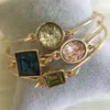 TRENDY BRACELET   GOLD COLOR COLORFUL STONE PENDANT THIN BANGLE 4 IN ONE SET 1