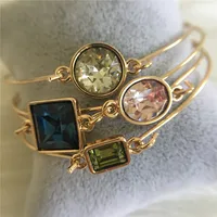 TRENDY BRACELET   GOLD COLOR COLORFUL STONE PENDANT THIN BANGLE 4 IN ONE SET 1