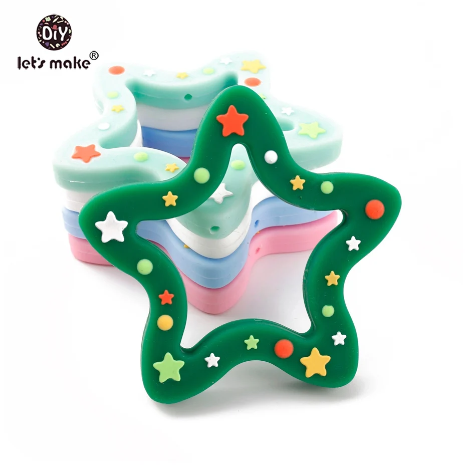 Let's make Silicone Teether Christmas Tree Gingerbread Man Nursing Accessories Snow Food Grade DIY Teething Necklace Teether