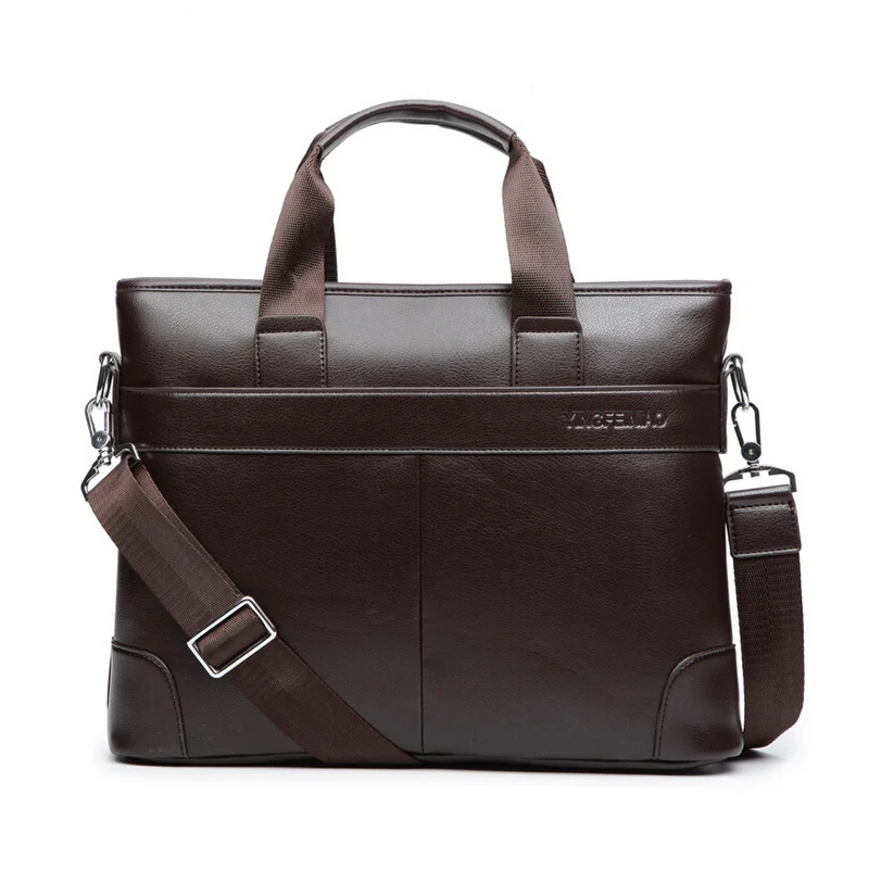 Classic PU Leather Briefcases Men High Quality Brown Business Bag