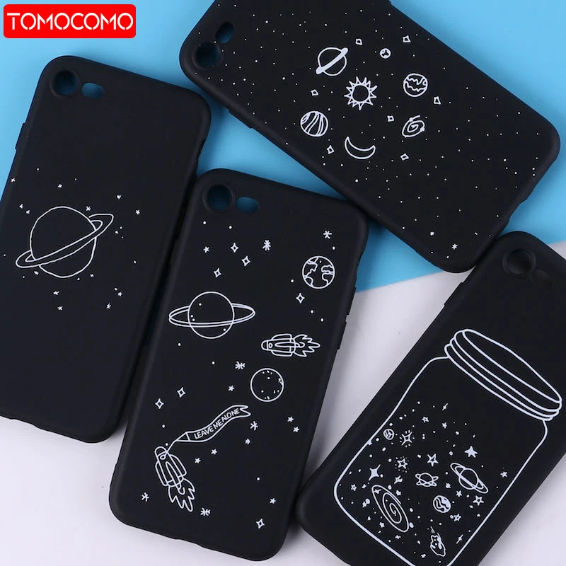 

For iPhone 11 Pro 6 6S 5 8 8Plus X 7 7Plus Outer Space Planet Stars Moon Spaceship Soft TPU Silicone Matte Case Fundas XS Max