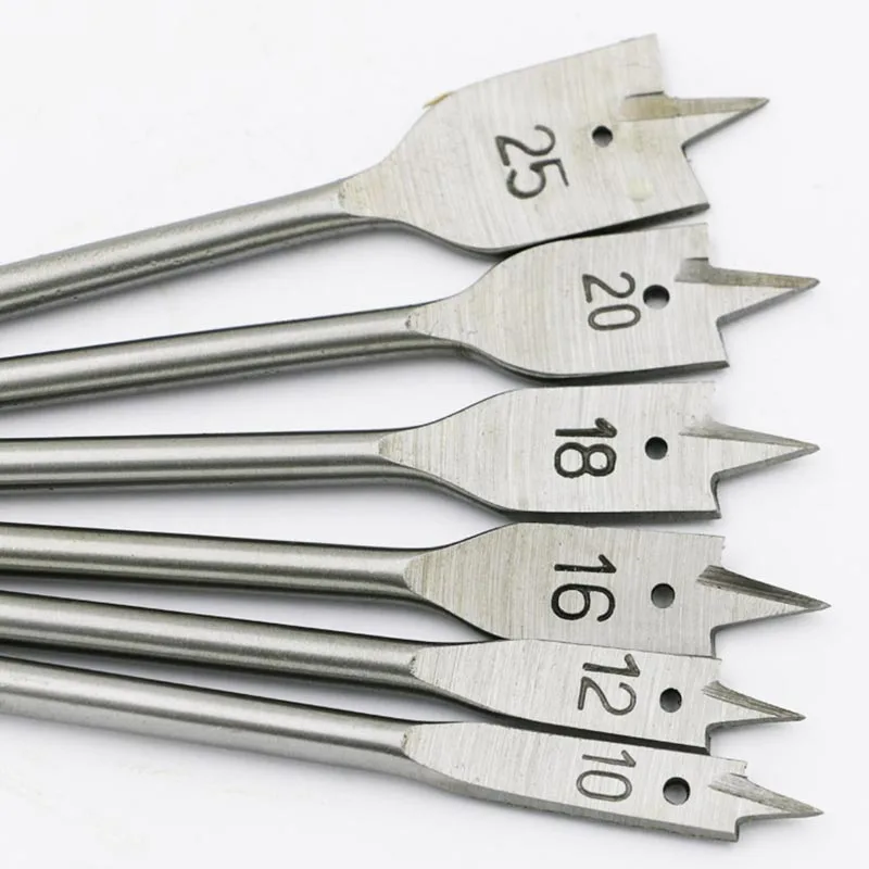 5Pcs Flat Drill Long High-carbon Steel Wood Flat Drill Set Woodworking Spade Drill Bits Durable WoodTool Sets 10/12/16/18/20/25