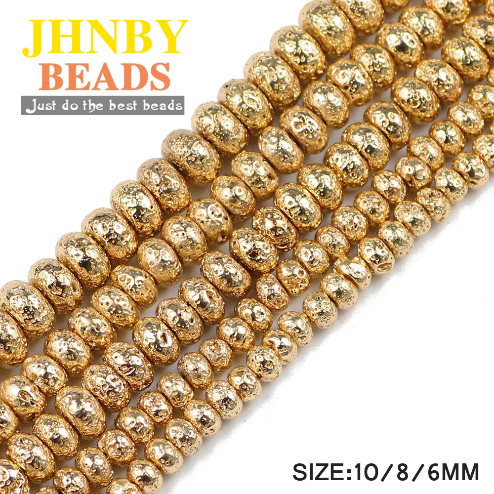 JHNBY 14 дюймовый натуральный Золотой лавовый камень 6/8/10 мм гематит DIY плоские