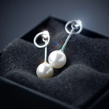 

MloveAcc New 100% Authentic 925 Sterling Silver Simulated Pearls Earring Special Style Female Drop Earrings for Women