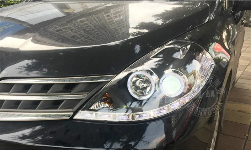 VLAND Заводская Автомобильная головная лампа для Tiida светодиодный головной светильник 2007-2010 головной светильник с ксеноновыми скрытыми линзами проектора и ангельскими глазами