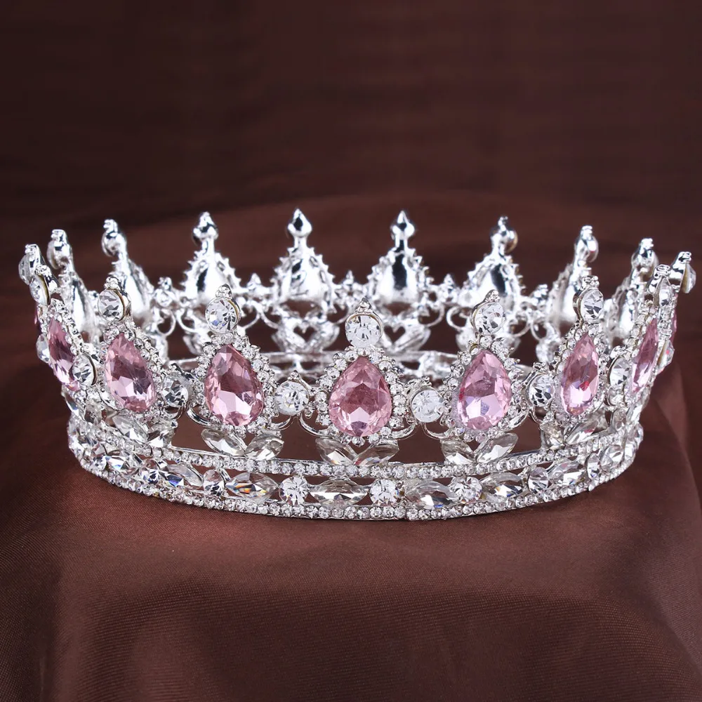 Compre Princesa do vintage tiara de Cristal Rosa Strass