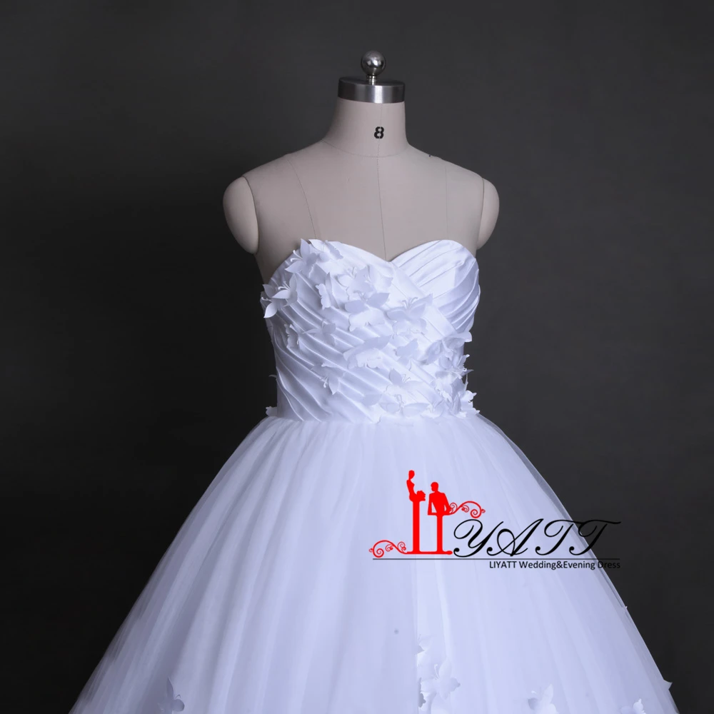 Настоящая фотография Новое поступление 2017 года Свадебные платья Милая Люкс 3D цветок бабочка Арабский свадебное платье liyatt