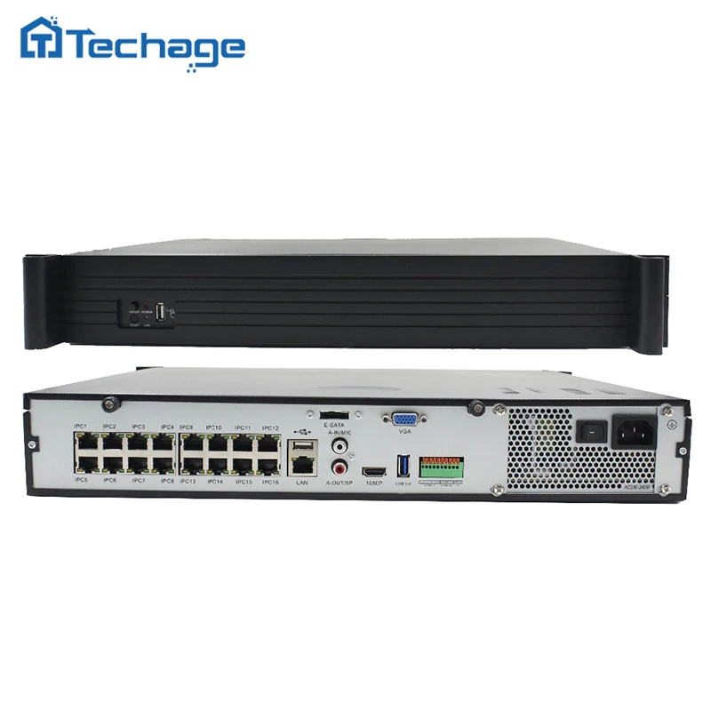 Techage 48v 16ch Poe Nvr Dvr 1080p Network Recorder 16poe Port