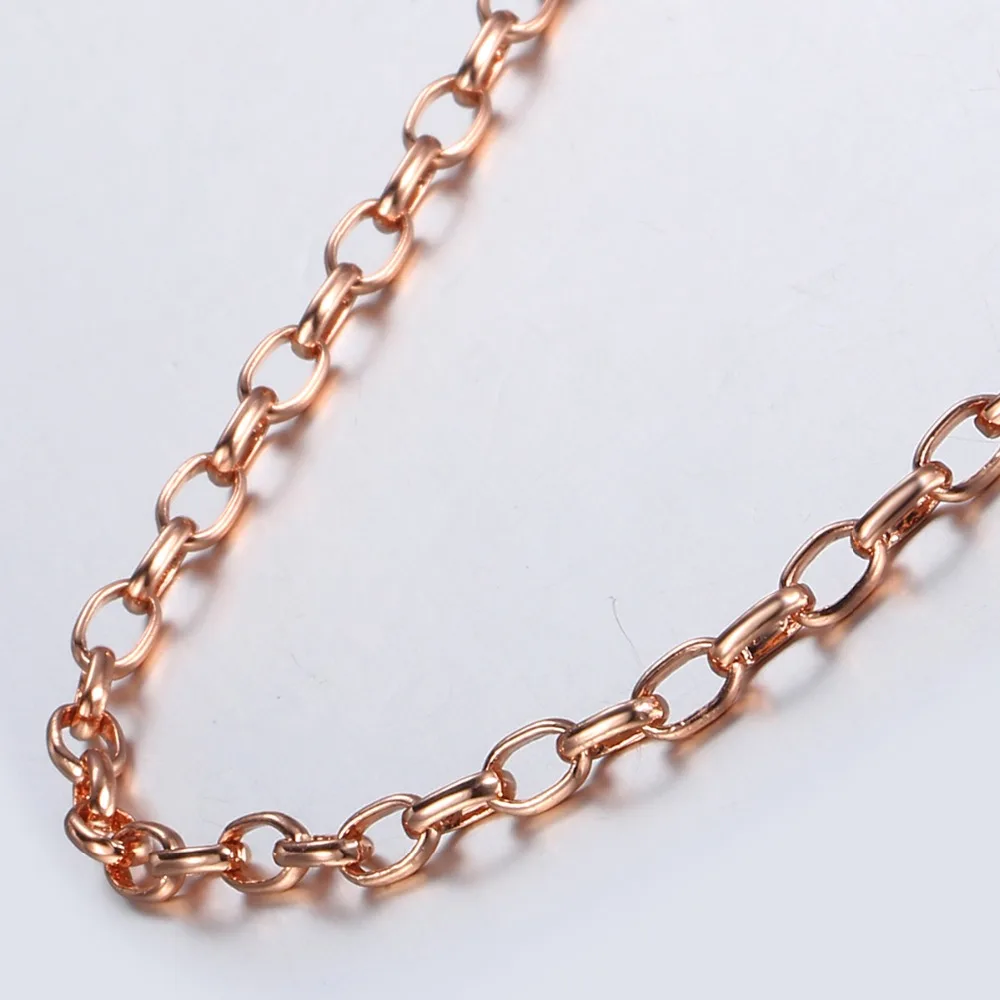 Trendsmax 4 мм ожерелье для женщин и мужчин 585 розовое золото звено цепи ожерелье Женская мода ювелирные изделия подарки на день Святого Валентина 18-36 дюймов GN355