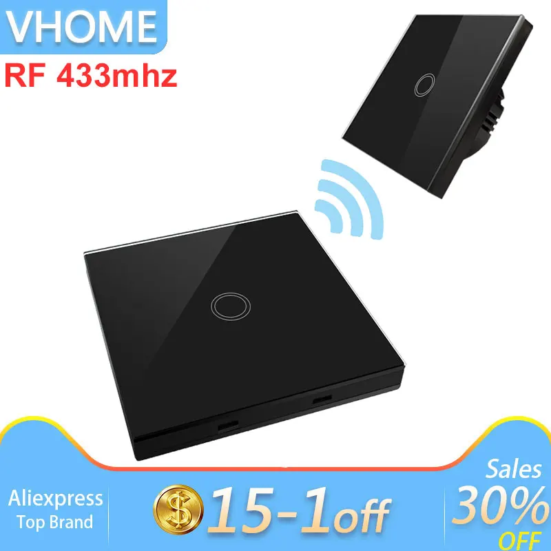 

Vhome Smart EU/UK Standard Touch Switches & wireless remote control,RF433Mhz Wall lamp bulb remote control switch ev1527