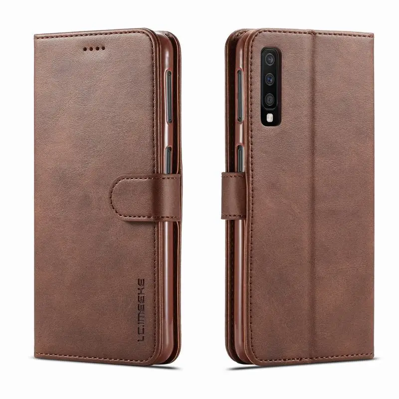 Cover for Samsung Galaxy A70 Leather Kickstand Luxury Business Wallet case Card Holders with Free Waterproof-Bag Black7 Samsung Galaxy A70 Flip Case
