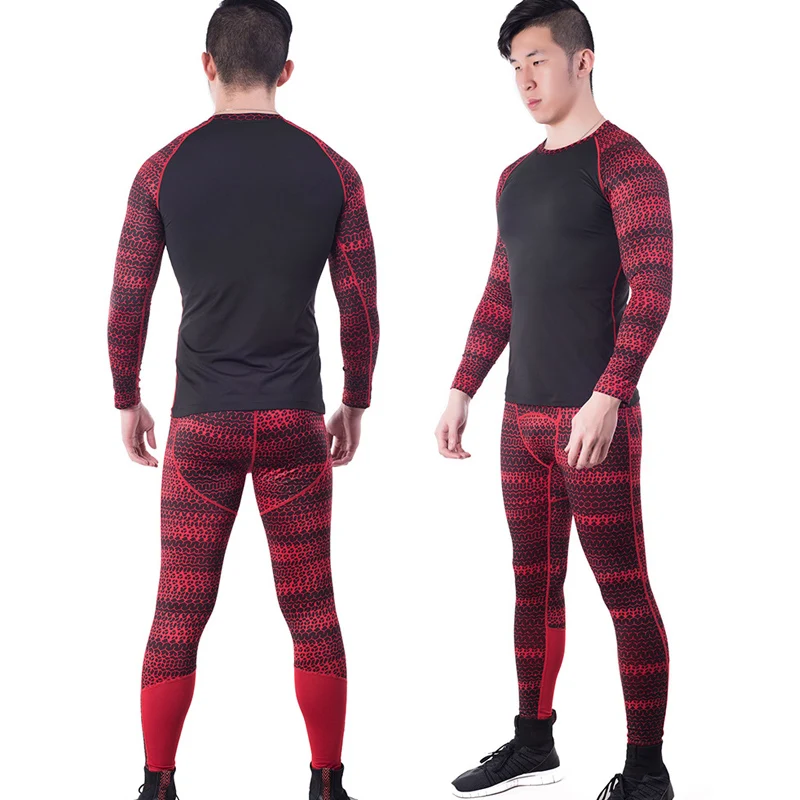 2 шт./компл. Мужская футболка с длинным рукавом+ брюки спортивный комплект компрессионные беговые костюмы быстросохнущие Фитнес Тренировочные трико спортивная одежда