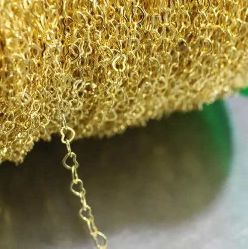 

Free shipping!!!! 20m/lot Gold Plated Copper Chain Heart Link Chains 3*4mm