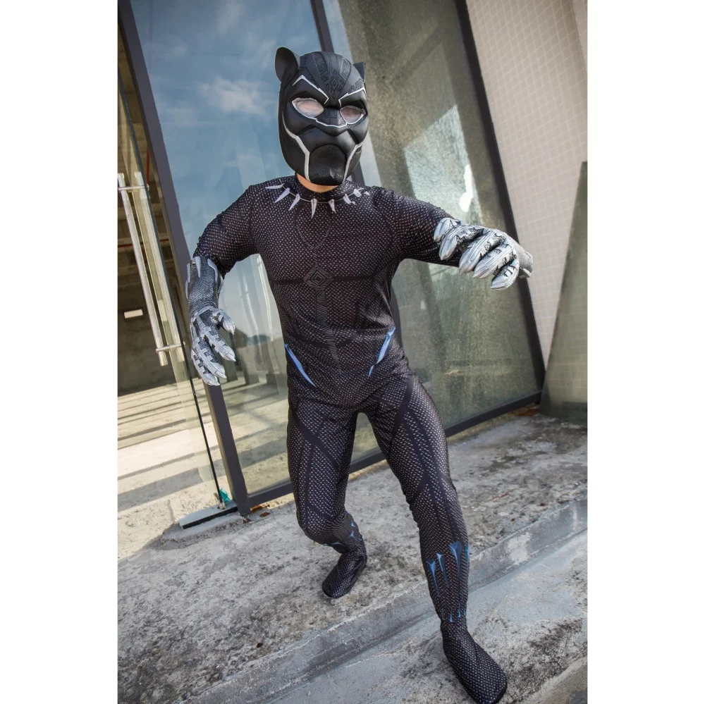2018 Movie Black Panther Costume Jumpsuit Black Panther Cosplay Superhero Black Panther Zentai Suit New (1)