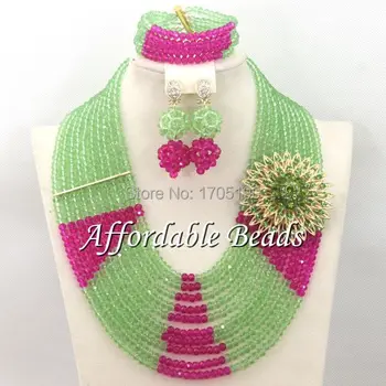 

Nigerian Wedding Beads Jewelry Set Fashion Bridal Jewelry Set Handmade ABE037