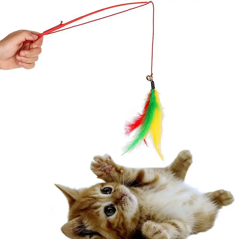 Pet Dogs Cats Interactive Toy Cute Feather Toys Bell And Bird Feather