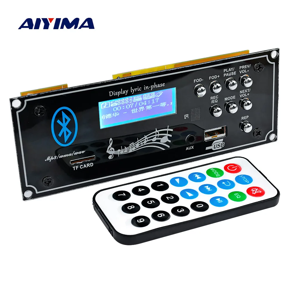 Bluetooth автомобильный декодер AIYIMA 2 1 плата MP3 плеера модуль декодирования с USB Aux