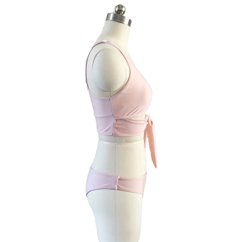 Bikinis Female 2019 Sexy Bikini One Shoulder Women Swimwear Bikini Bandea Pink Swimsuit Separate Push Up Girls Bathers  (4)